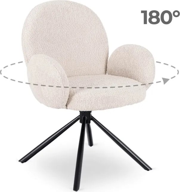 Krzesło Tapicerowane Obrotowe do Salonu MUSSO Beżowe Nowoczesne