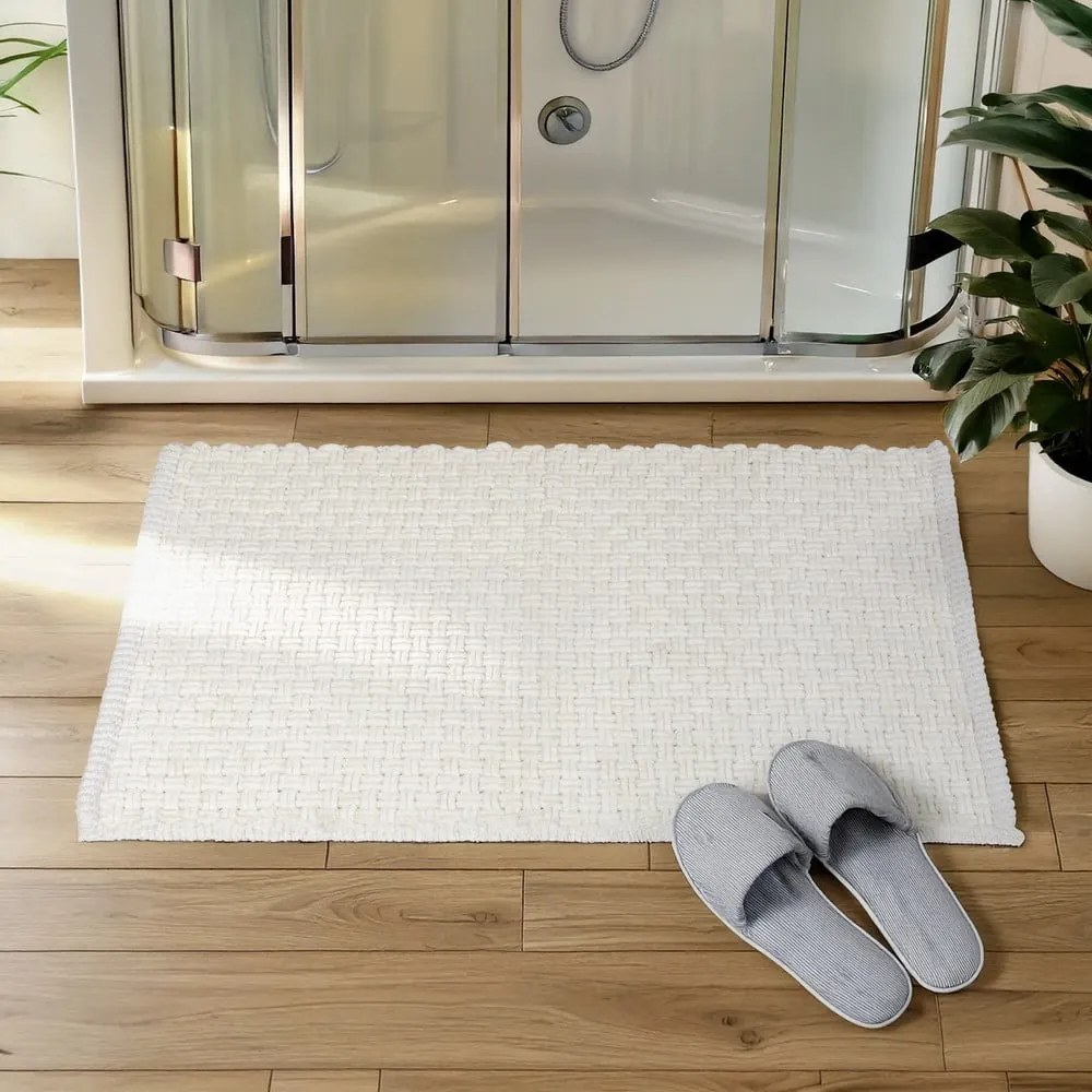 Biały tekstylny dywanik łazienkowy 50x80 cm Ecoli – Wenko