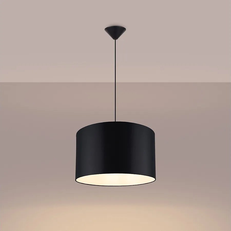 Lampy wiszące minimalistyczny Gloxo, tkanina/PCV - 1 źródło światła 3000K - L.40 x H.88 cm - czarny