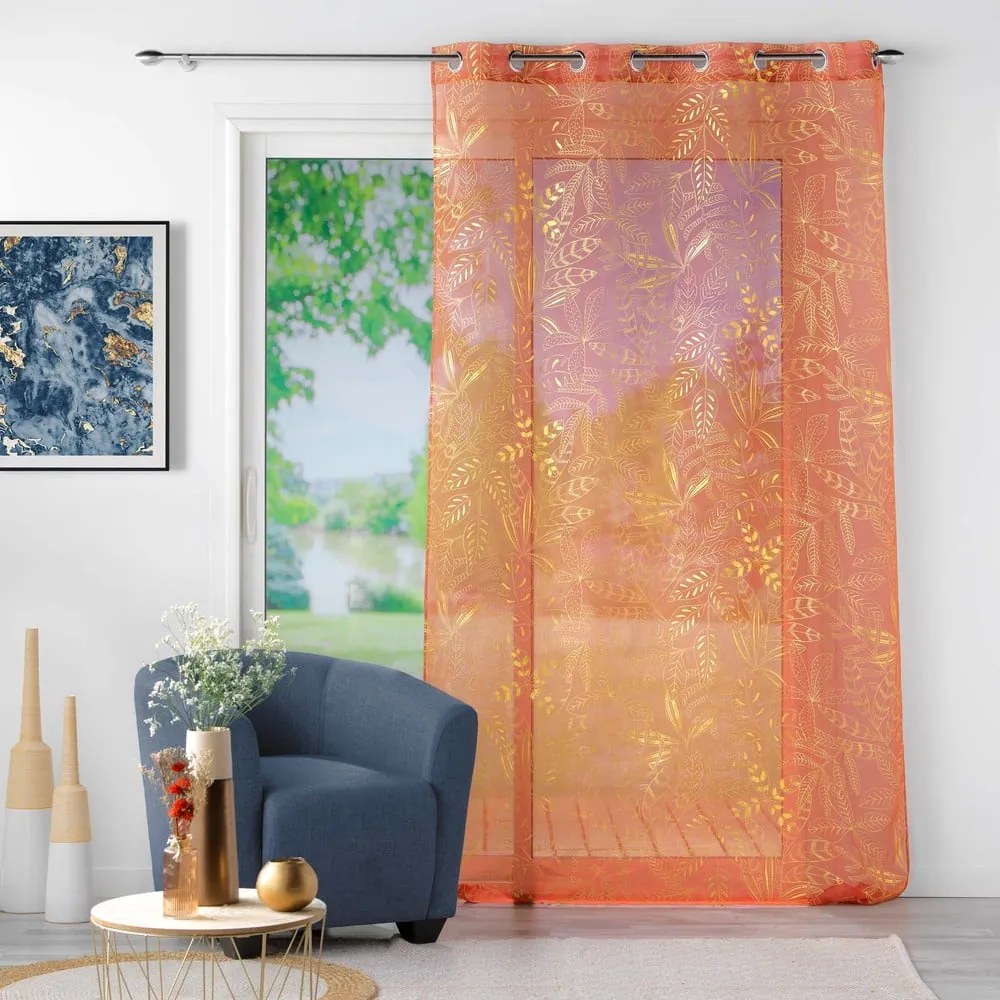 Pomarańczowa firanka z woalu 140x280 cm Belflor – douceur d'intérieur