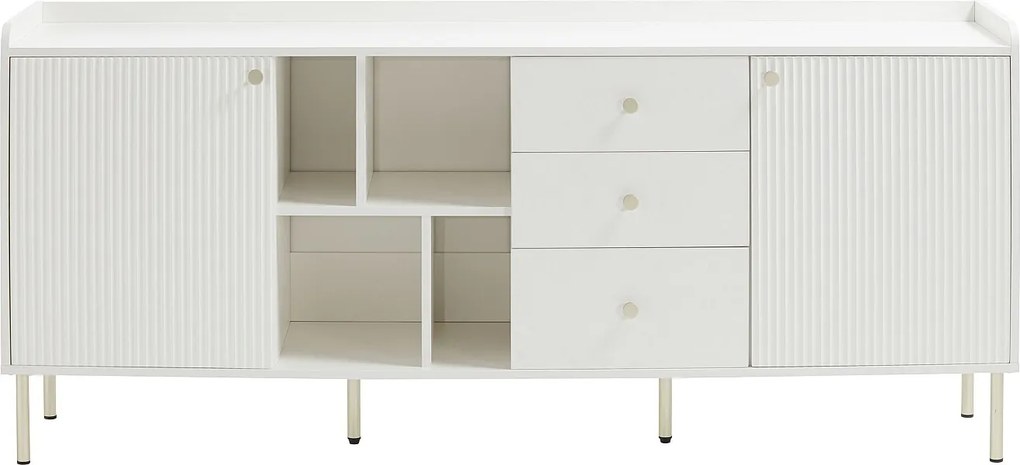 Komoda 2-drzwiowa z 3 szufladami i 4 szufladami  - Biało-złota - LUNAOR