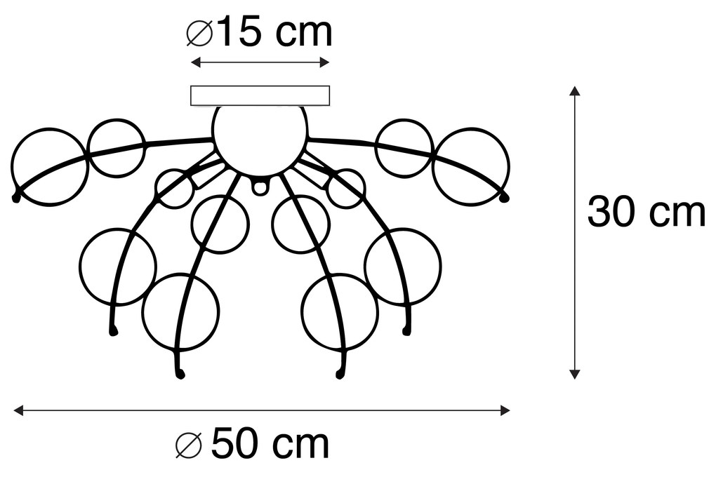 Lampa sufitowa czarna z przydymionym szkłem 50 cm 4-punkty - ExplodeDesignerski Oswietlenie wewnetrzne