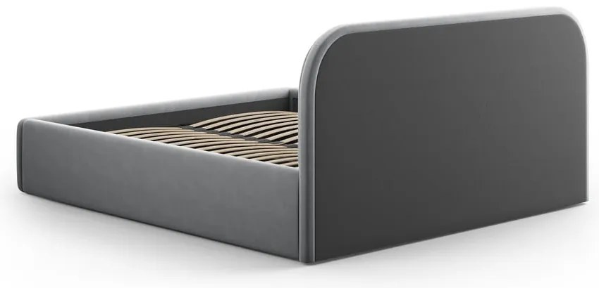 Szare tapicerowane łóżko dwuosobowe ze schowkiem ze stelażem 160x200 cm Juno – Windsor &amp; Co Sofas