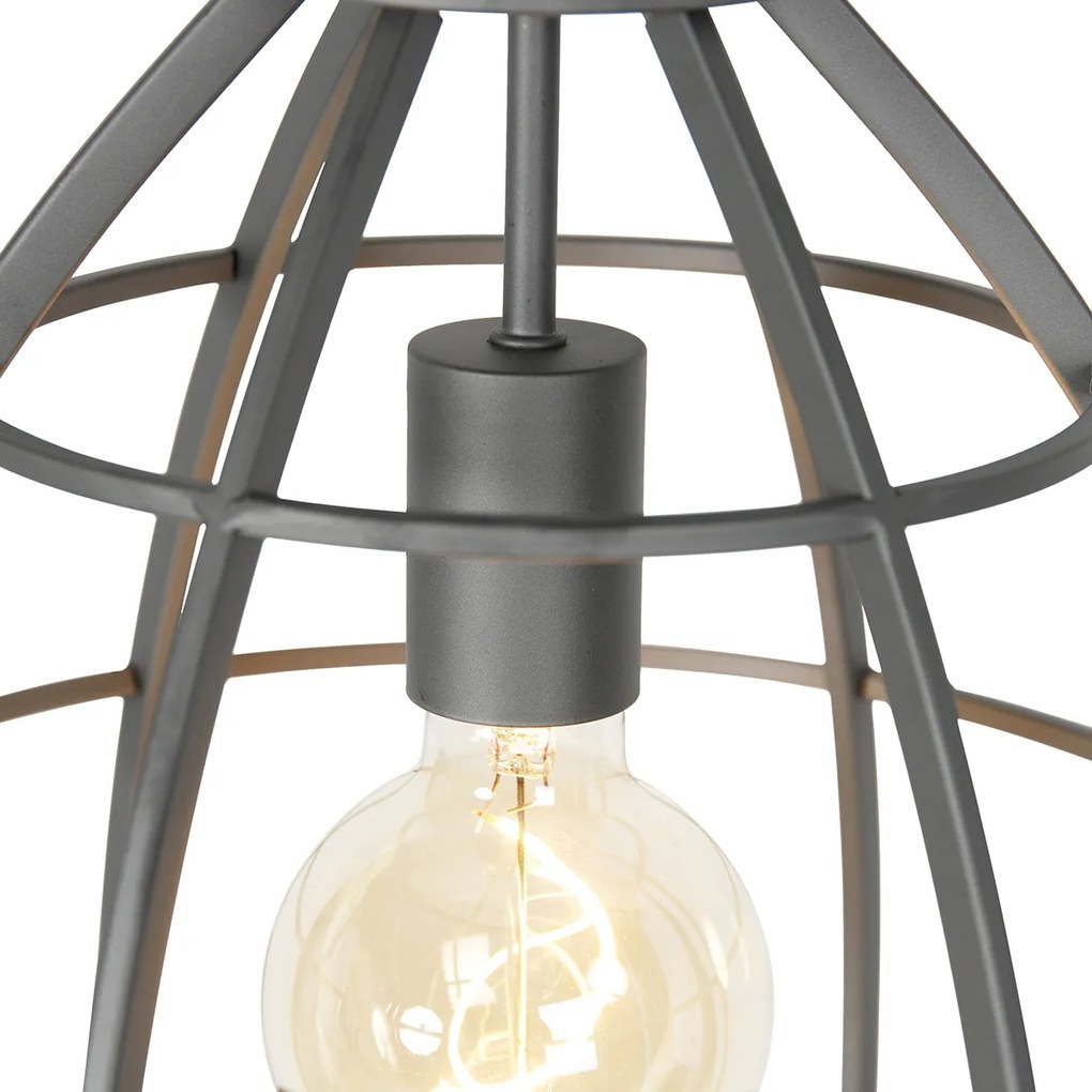 Industrialna lampa wisząca ciemnoszara z drewnem 34 cm - Arthur
