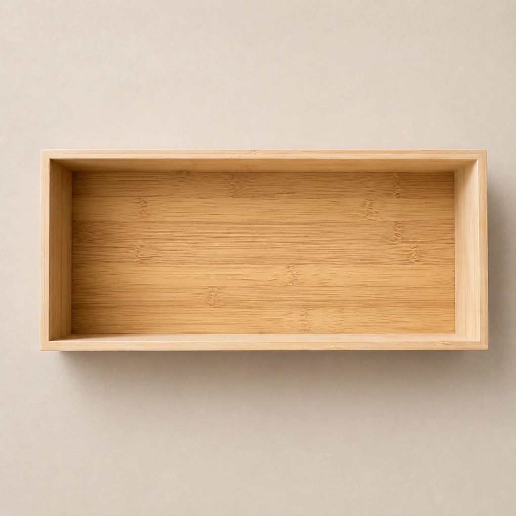 Organizer biurkowy bambusowy, 15 x 38 x 7 cm