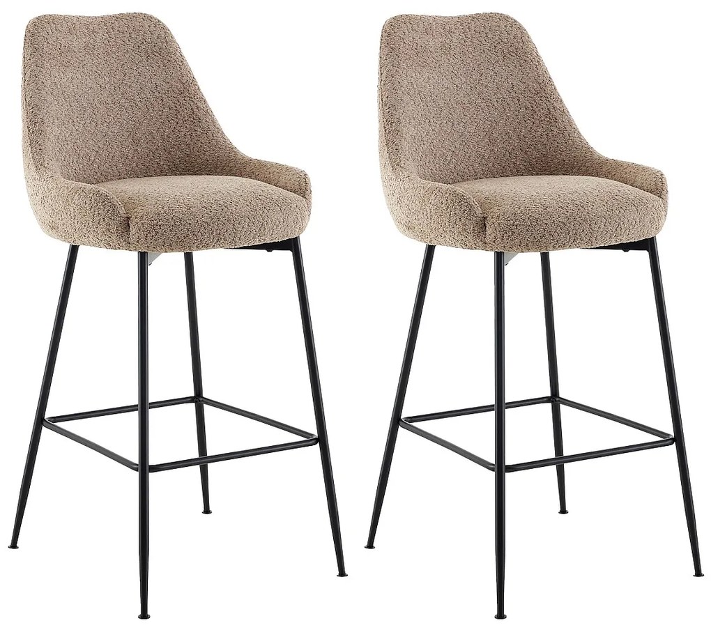 Zestaw 2 stołków barowych z bukli i czarnego metalu - Taupe - TOYBA marki Pascal Morabito