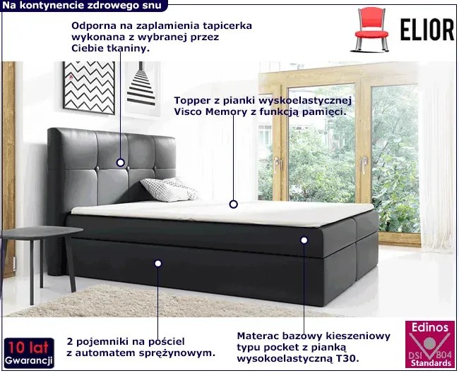 Łóżko kontynentalne Mifbox 140x200 - 44 kolory