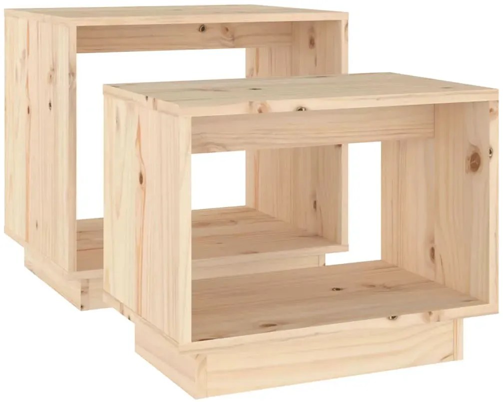 Naturalny komplet 2 drewnianych stolików kawowych T5-N88