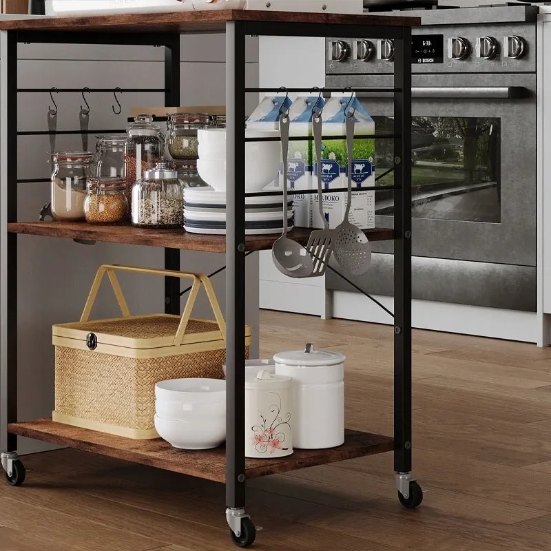 Szafka mobilna na kółkach brązowa stolik śniadaniowy wózek kuchenny 60cm