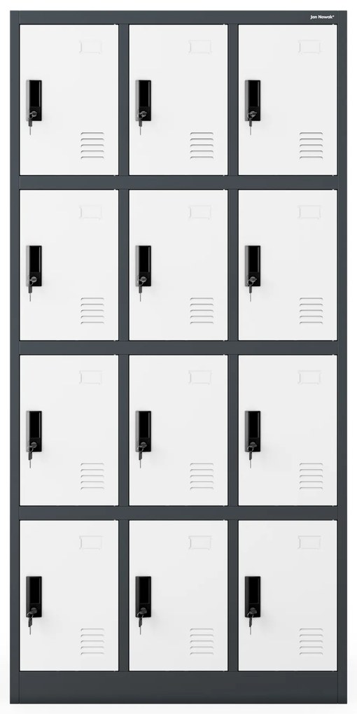 Szafka skrytkowa socjalna BHP antracytowo-biała: MARCIN, 900 x 1850 x 400 mm