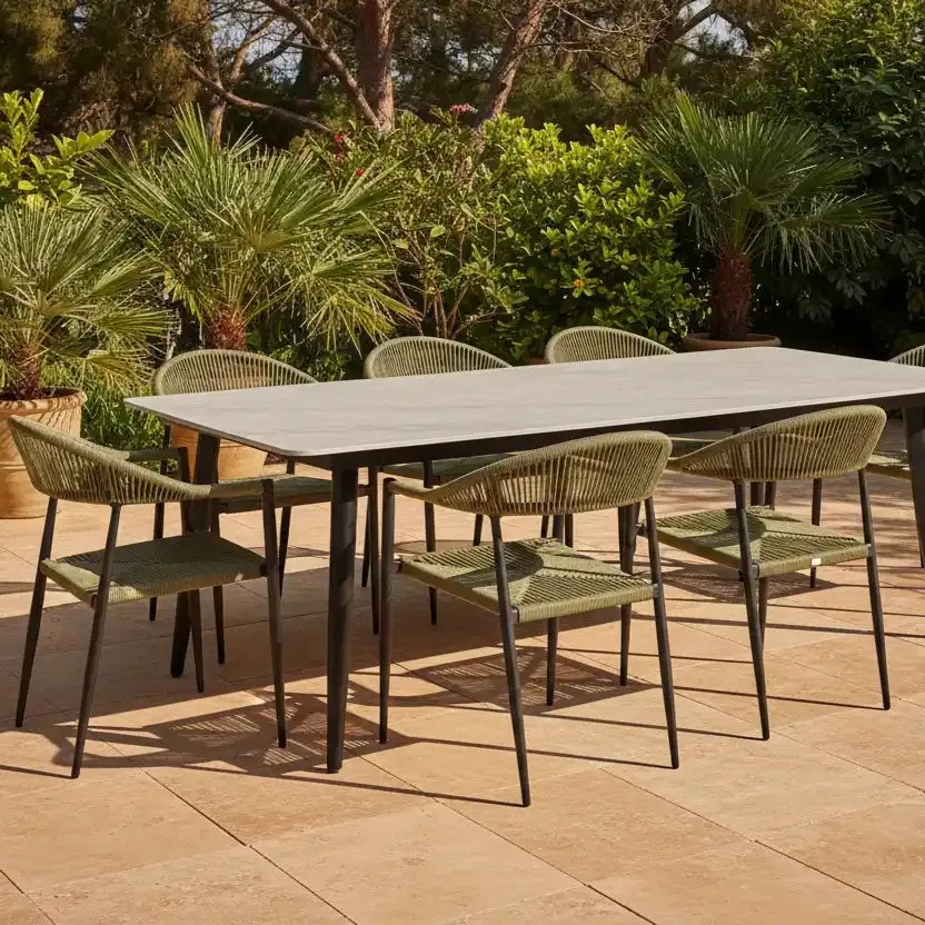 Krzesło Ogrodowe Grafitowe 56x60x78 cm Plecione Zielone Sznurki Nowoczesne