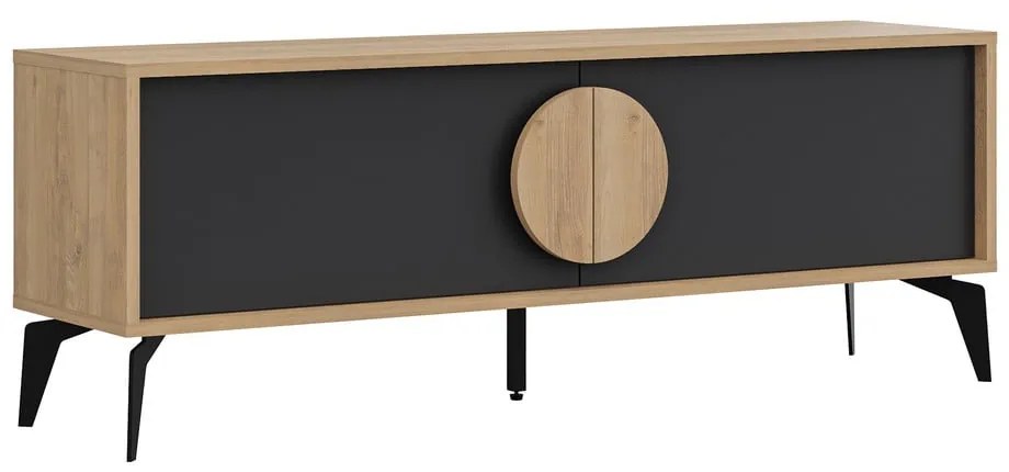 Czarna szafka pod TV w dekorze dębu 140x51 cm Vae – Marckeric