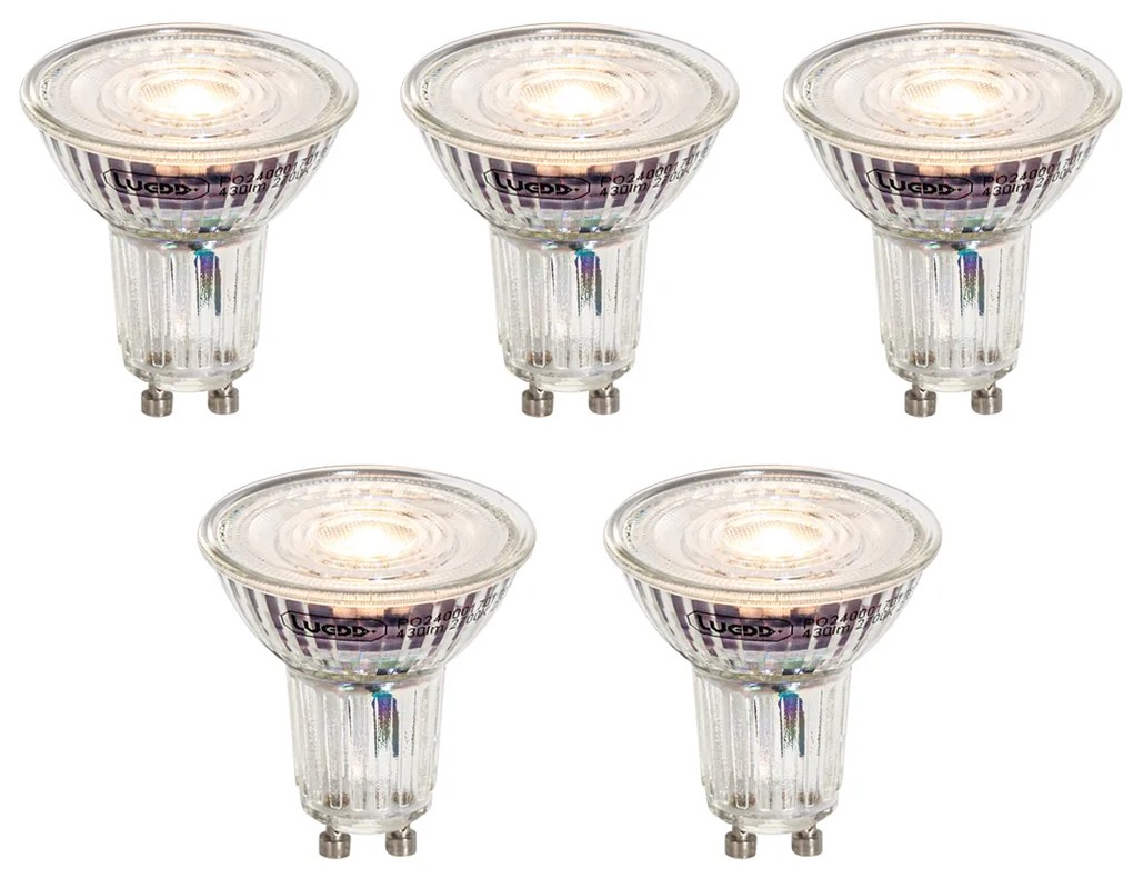 Zestaw 5 ściemnialnych żarówek LED GU10 50mm przezroczystych 4,9W 430 lm 2700K
