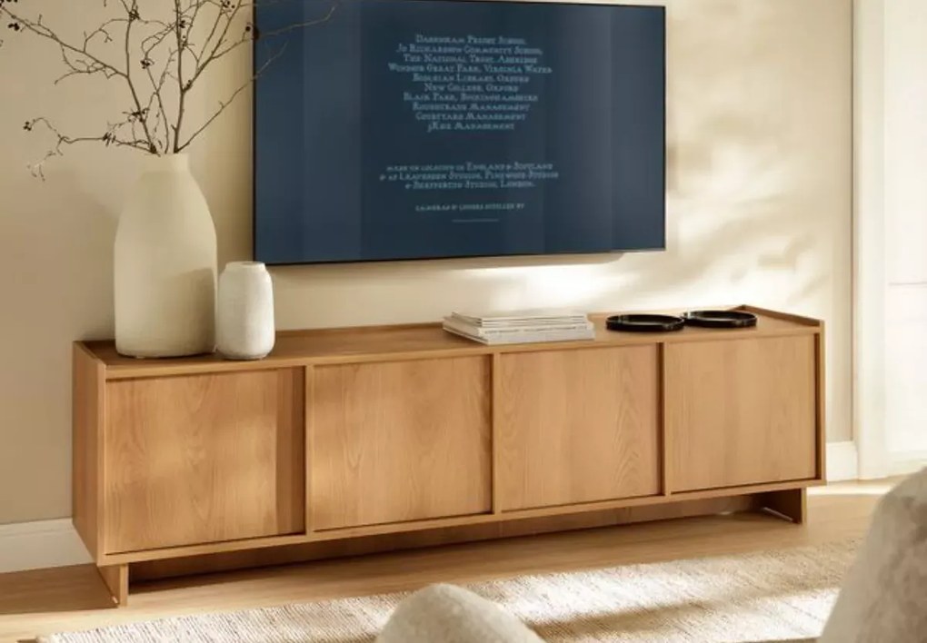 Szafka RTV pod telewizor Vabres 195 cm dąb karmelowy styl japandi modern