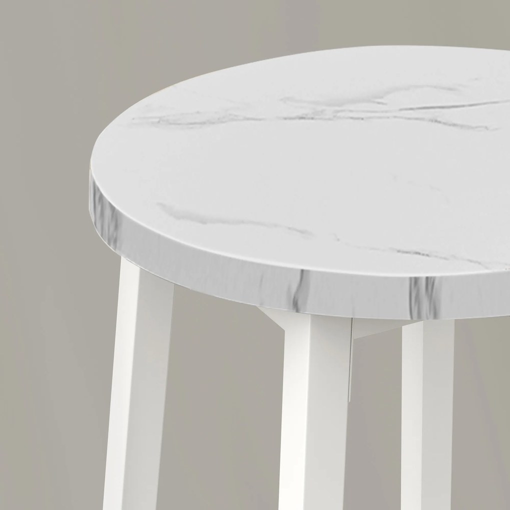 Taboret barowy hoker - marmur / nogi białe