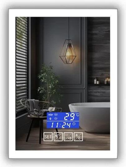 IREDA Lustro łazienkowe z oświetleniem, 80x60cm, głośnik