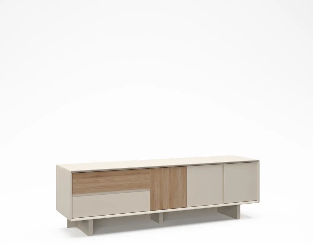 Beżowo-naturalna szafka pod TV w dekorze dębu 180x55x45 cm Carpi – Marckeric