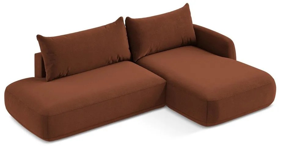 Rozkładany narożnik (prawostronny/z szezlongiem) w kolorze terakoty Hale – Makamii