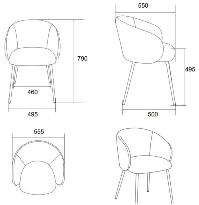 Kremowe tapicerowane fotele jadalniane zestaw 2 szt. Eleanor – Actona