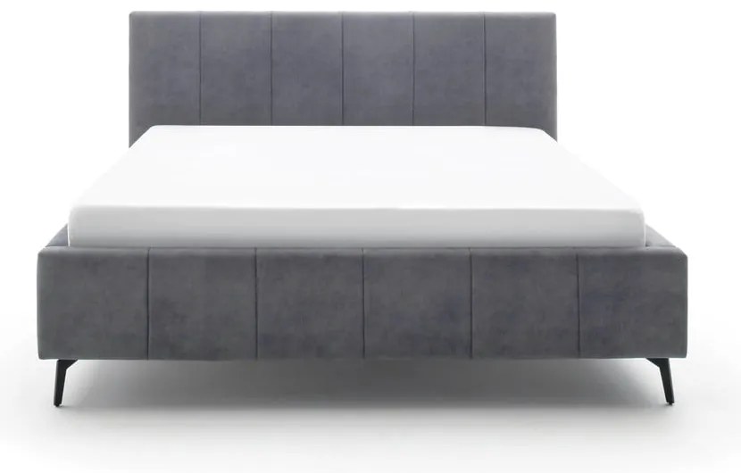 Antracytowe tapicerowane łóżko dwuosobowe ze schowkiem i stelażem 180x200 cm Lizzano – Meise Möbel