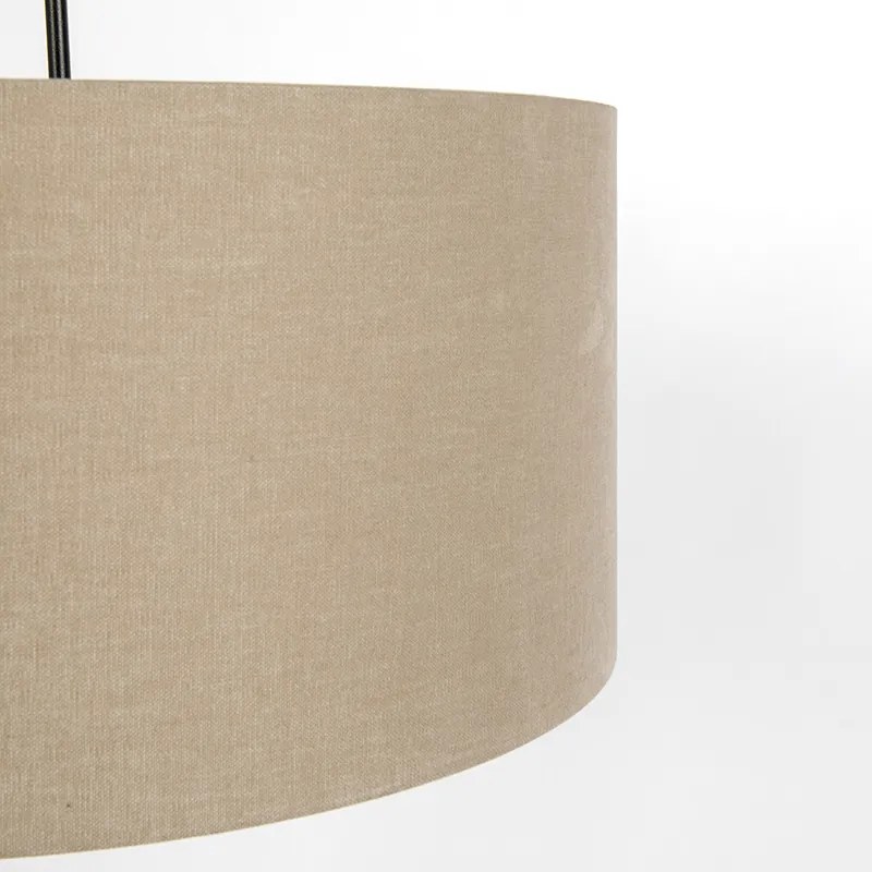 Rustykalna lampa wisząca czarna z beżowym kloszem 50cm - Combi Nowoczesny Oswietlenie wewnetrzne