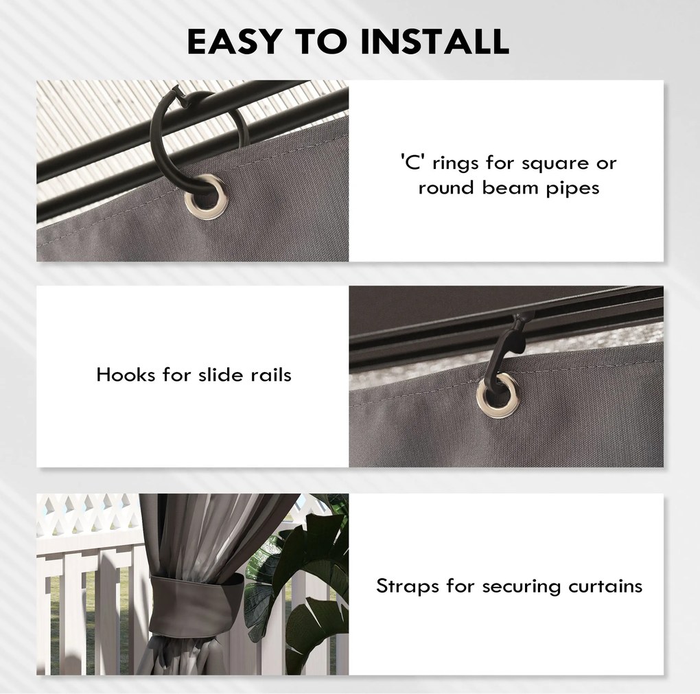 Outsunny Boczne ścianki do pawilonu, 4 panele boczne do pawilonu ogrodowego, z zamkiem błyskawicznym, pawilon 3 x 4 m, ciemnoszary