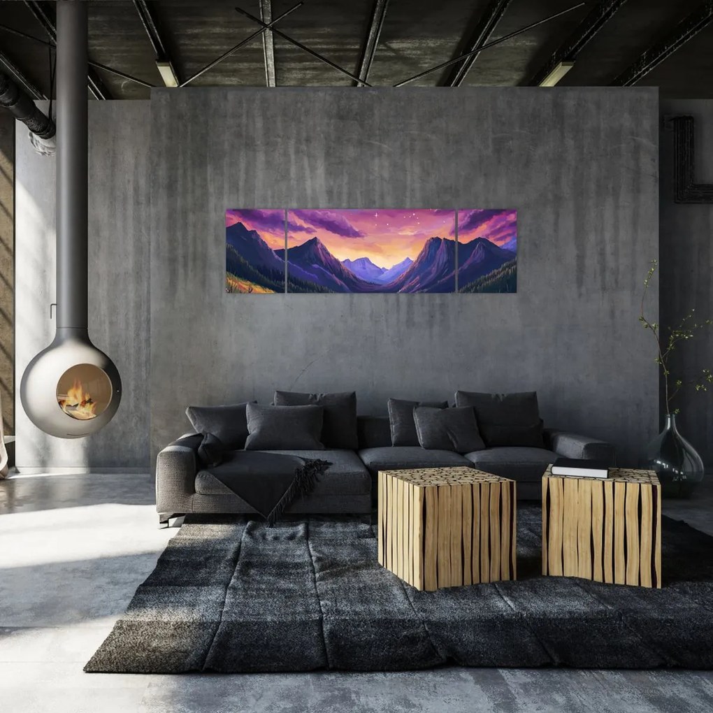 Obraz - Fioletowy krajobraz (170x50 cm)