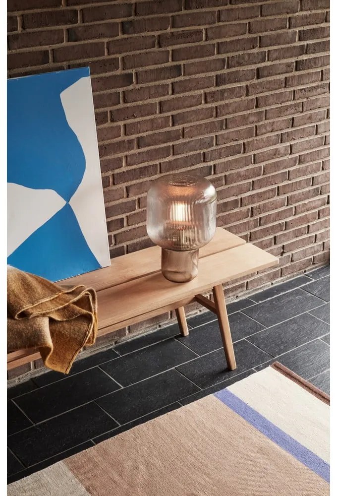 Brązowa lampa stołowa ze szklanym kloszem (wysokość 42 cm) Pirum – Hübsch