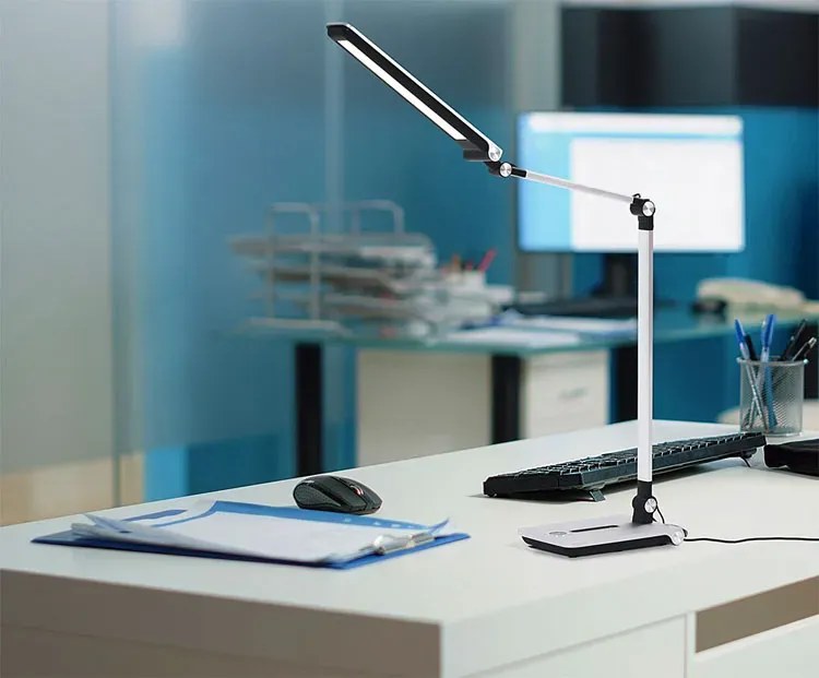 Srebrna nowoczesna lampka biurkowa LED - 4X A508 H8-F79