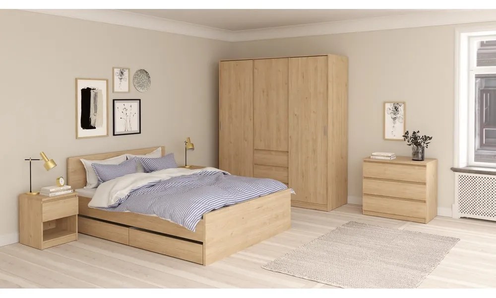 Szafa w dekorze dębu z drzwiami przesuwnymi w naturalnym kolorze 177x200x60 cm Naia – Tvilum