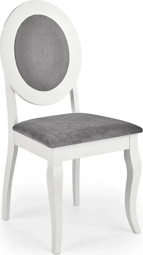 Białe stylowe krzesło drewniane medalion S3-P73