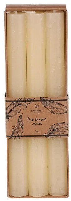 Zestaw świec stożkowych, beżowe, 6 szt.,parafinowe