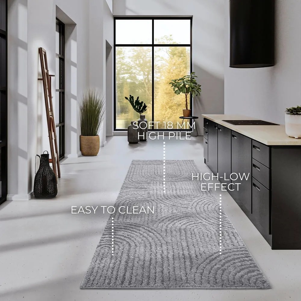 Szary chodnik 80x240 cm Chappe Light Grey – Elle Decoration