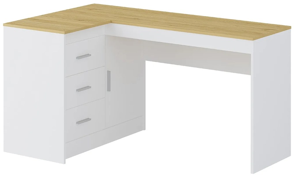Biurko ze schowkami - Biały i naturalny - RIDOVA