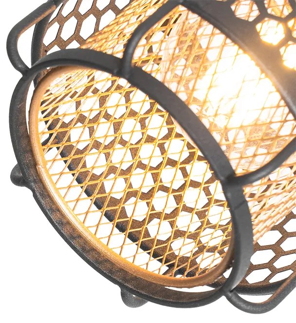Designerska lampa podłogowa czarna ze złotem 3-światła - NoudDesignerski Oswietlenie wewnetrzne