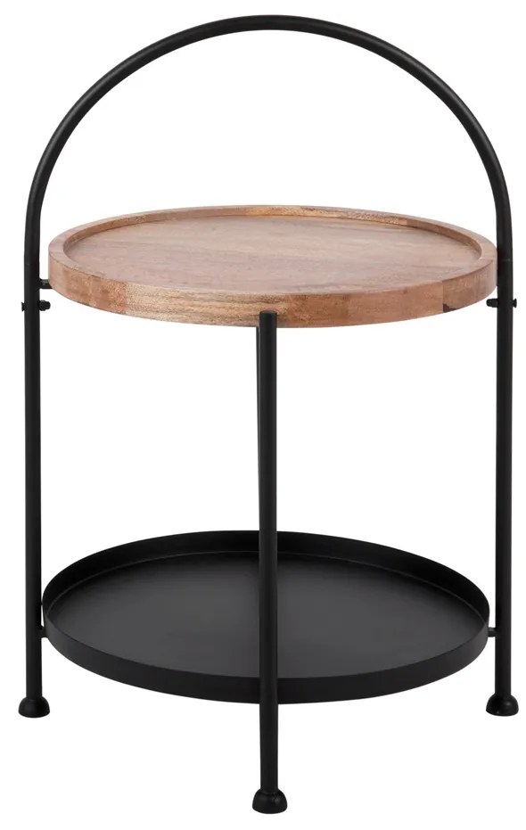Mały stolik kawowy okrągły TRAY z blatem z drewna mango, Ø 39 x 55 cm