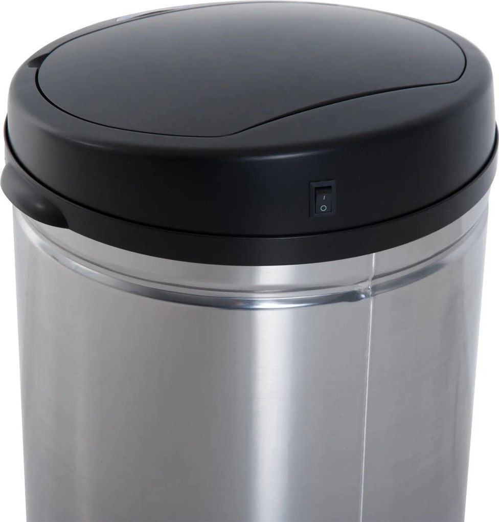 HOMCOM Kosz na Śmieci Automatyczny Stalowy 30L Czarno-Srebrny 30,5x51,5cm Elegancki i Funkcjonalny | Aosom PL