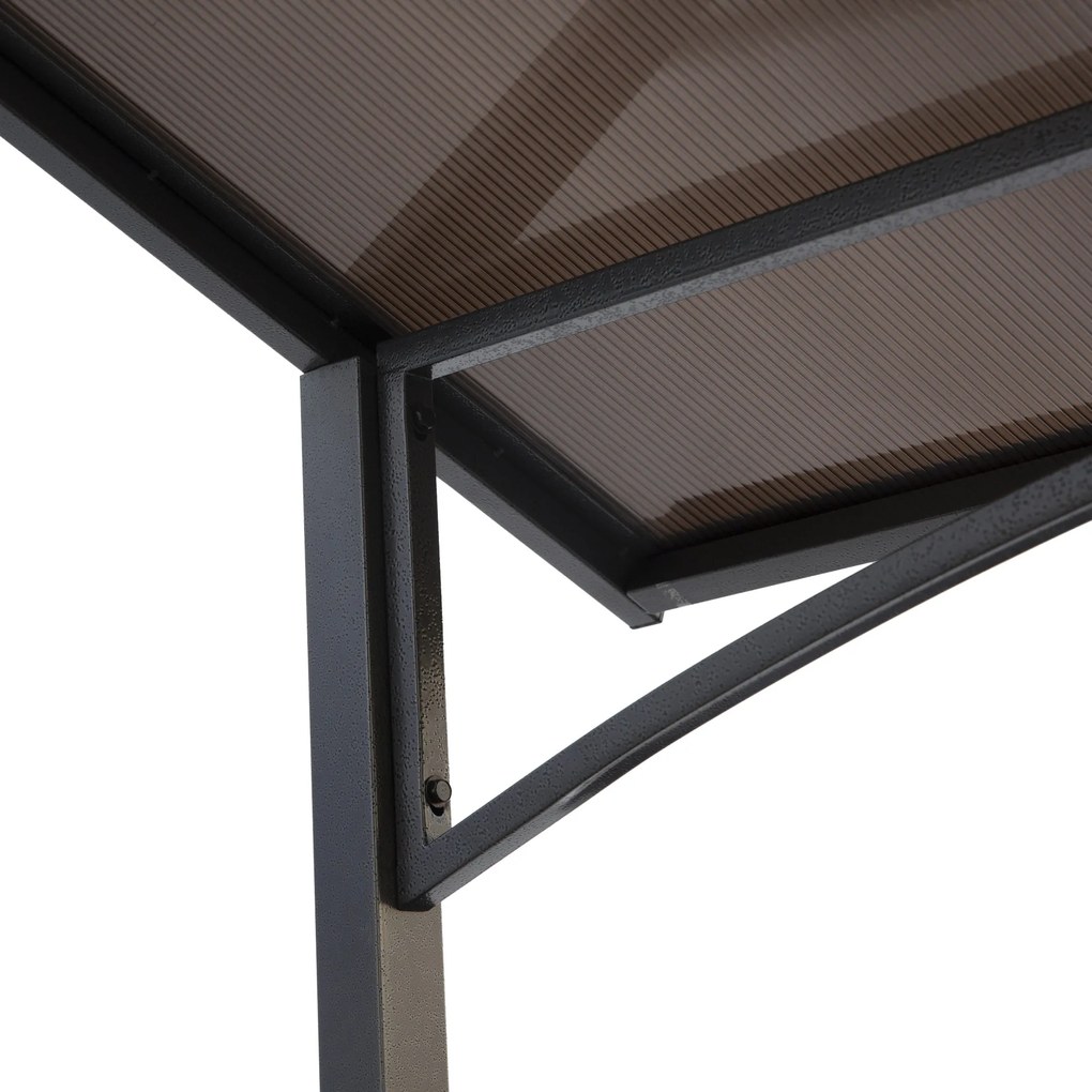 Outsunny Pawilon grillowy z dachem ognioodpornym 2,5 x 1,5 m wiata grillowa z 2 półkami stal PC