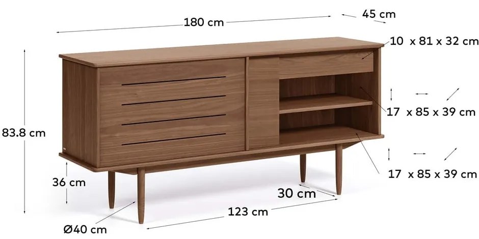 Komoda w dekorze drewna orzechowego Kave Home Carolin