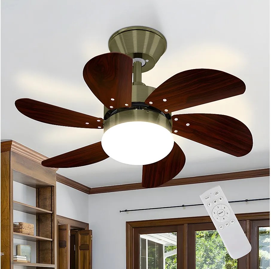 NETTLIFE Biały wentylator sufitowy ze światłami, pilotem, cichy, z timerem, 6 łopatkami, do sypialni