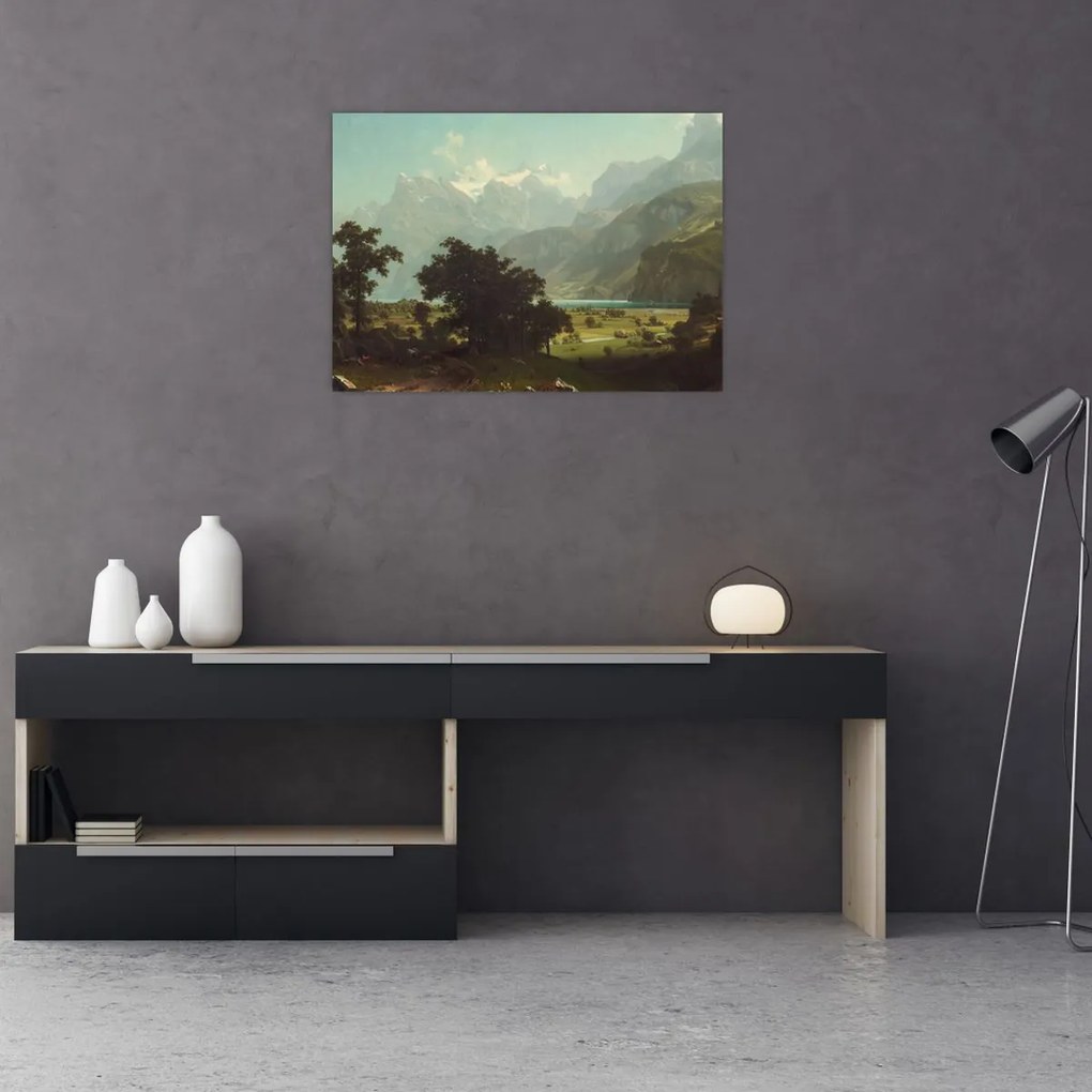 Obraz na szkle - Albert Bierstadt, Lake Lucerne, reprodukcje (70x50 cm)