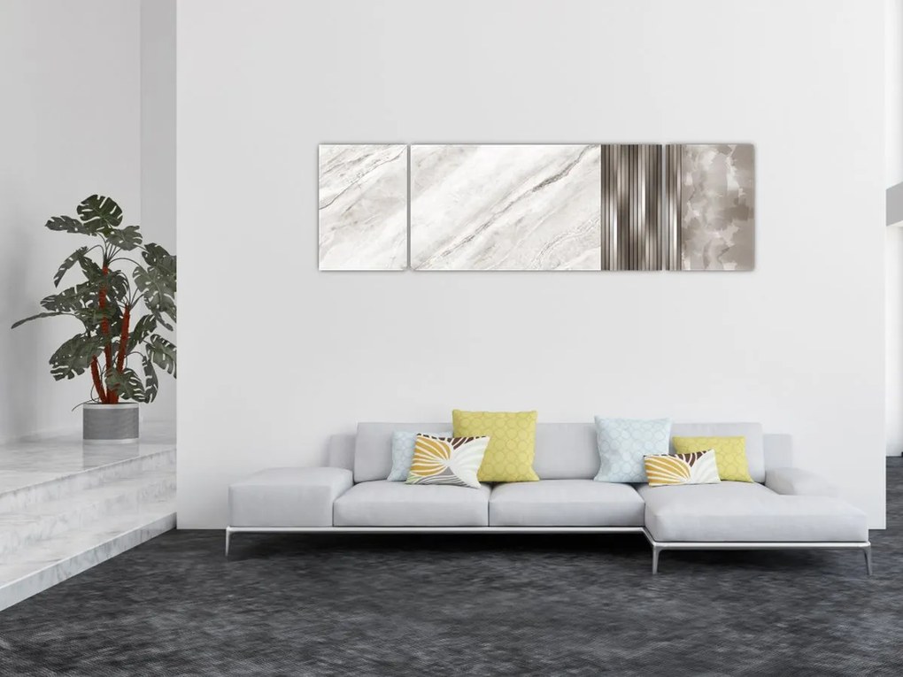 Obraz - Marmur ze srebrnymi liniami (170x50 cm)