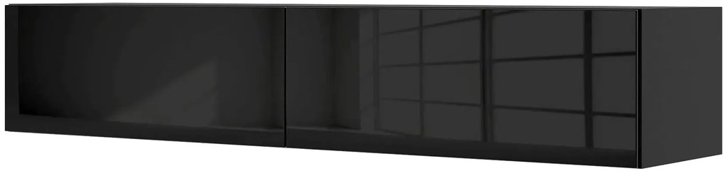 Podwieszana szafka rtv czarny połysk 160 cm - Falmi