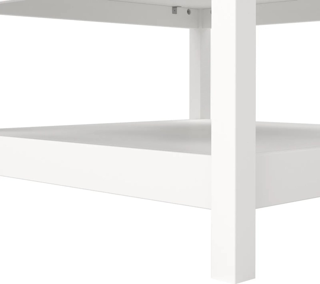 Kwadratowy stolik kawowy z półką Madrid biały mat