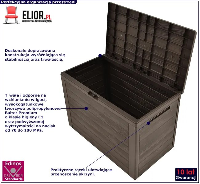 Brązowa zamykana skrzynia ogrodowa D9-G51