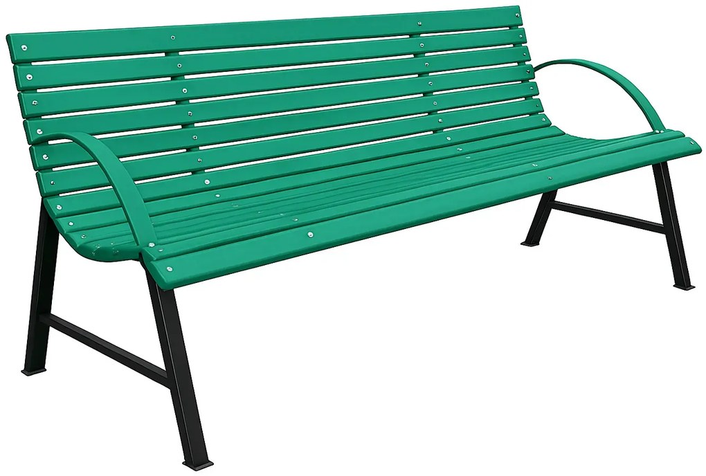 Zielona ławka ogrodowa z oparciem 130 cm M1-E34