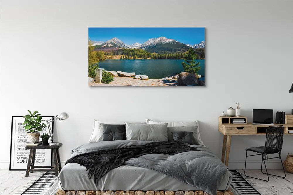 Obraz drukowany na płótnie Góry i Jezioro