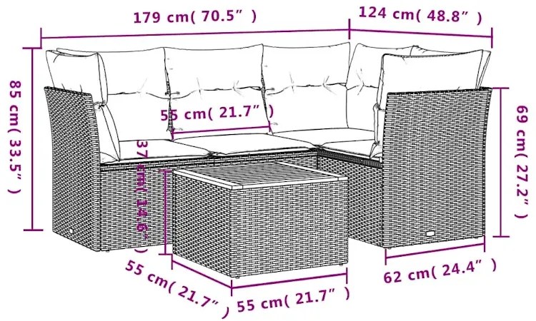 Beżowo-szary zestaw mebli wypoczynkowych Conti 4X