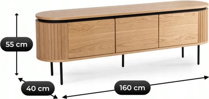 Szafka RTV do Salonu Trzydrzwiowa BECK 160 cm Dąb Nowoczesna