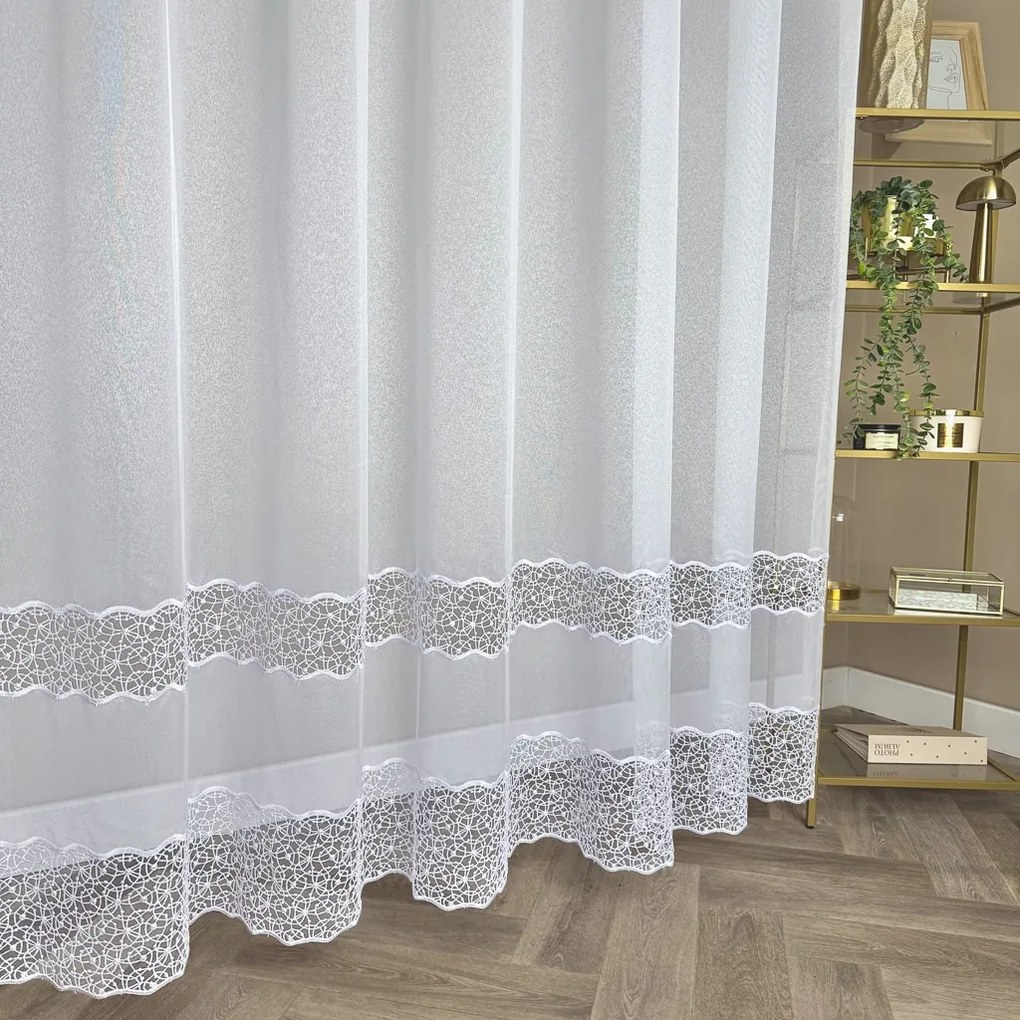 Firana gipiurowa Dwa Pasy elegancka lekka nowoczesna – wys. 280 cm